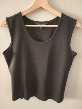Ming Wang Mid-Length Scoop Neck Knit Tank Size MP Brown Wrinkle-resistant